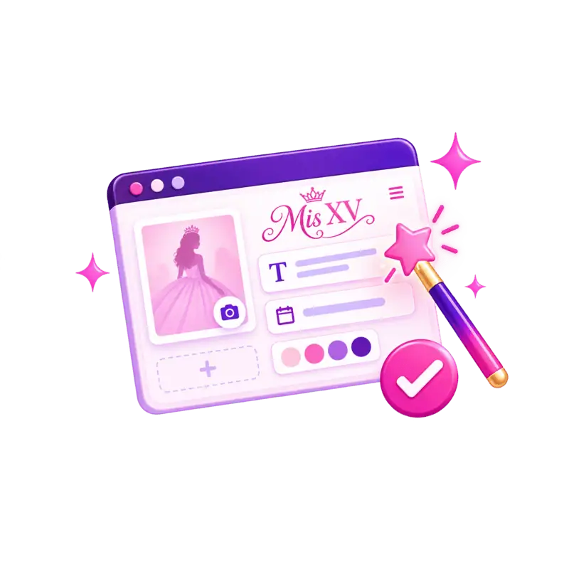Choose a Miss Quince quinceañera website package on your phone